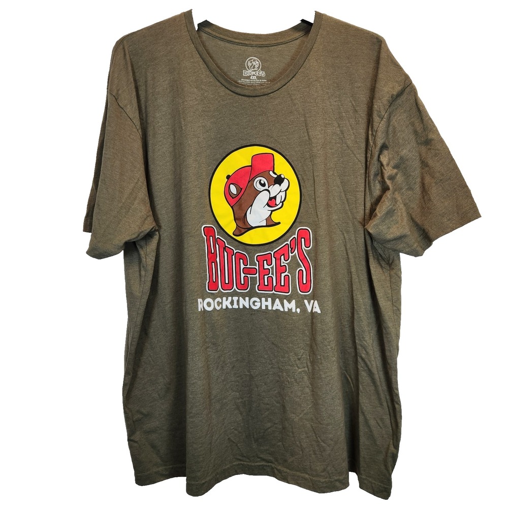 Buc-ee's Rockingham VA Graphic T-Shirt Men`s Size 4XL Heather Olive Green Travel